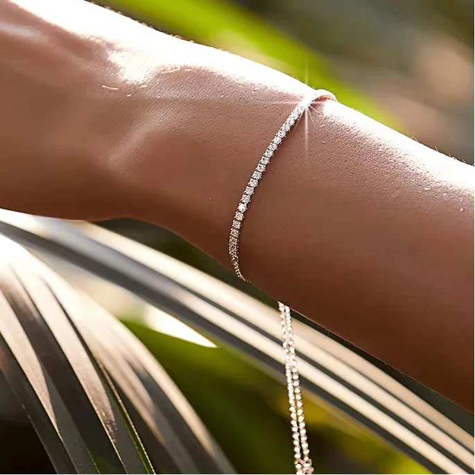 Camille – Bracelet Tennis Argent 925 Plaqué Or