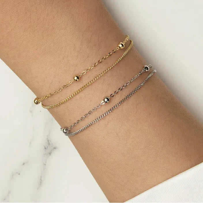 Sophia – Bracelet Double Chaîne Argent 925